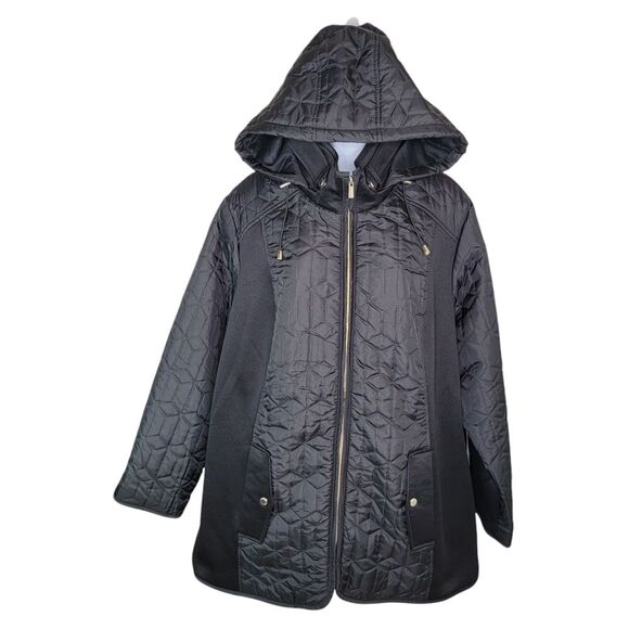 Susan Graver Water Resistant Mixed Media Jacket Black 2x - Picture 2 of 10